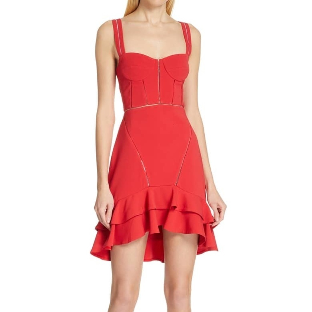 NWT Jonathan Simkhai Crepe Combo Mini Ruffle Dress - Picture 2 of 16